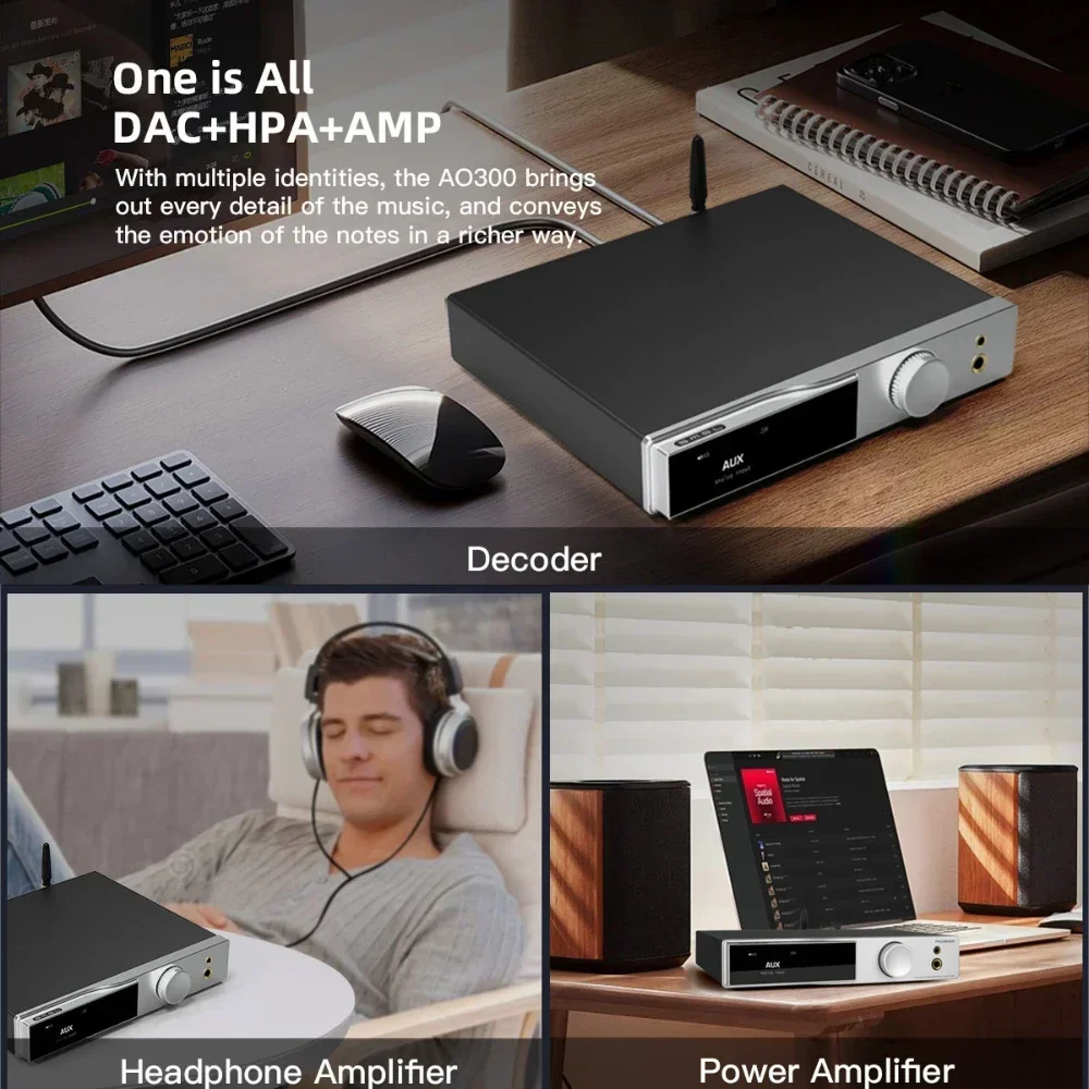 SMSL AO300 Headphone AMP & Power Amplifier & Decoder MA5332MS MQA-CD Audio DAC CS43131 Headphone Amplifier XMOS XU-316 2.1 HIFI