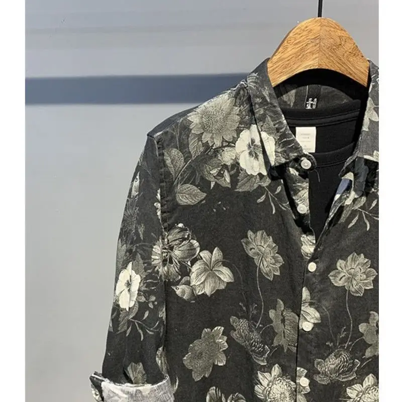 Vintage Fashion Casual Handsome Printing Cool Popularity Refreshing Loose Comfortable Skin Friendly Men's Shirts Summer 2024