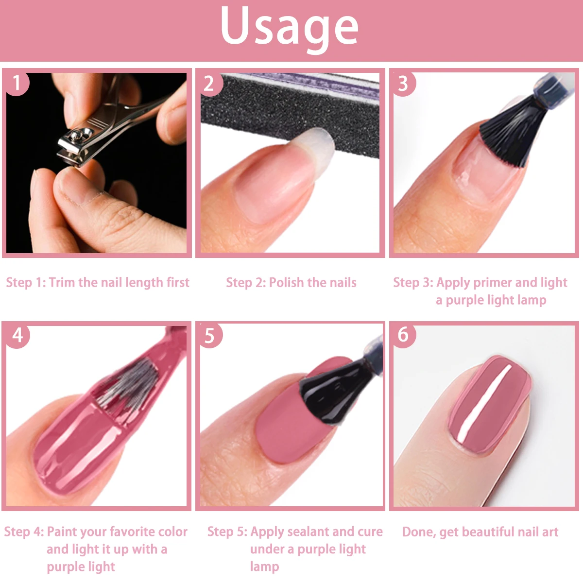 6 Piece Glitter Reflective Nail Polish Set, semi permanent  suitable for manicures, alcohol free, suitable for everyday DIY use.