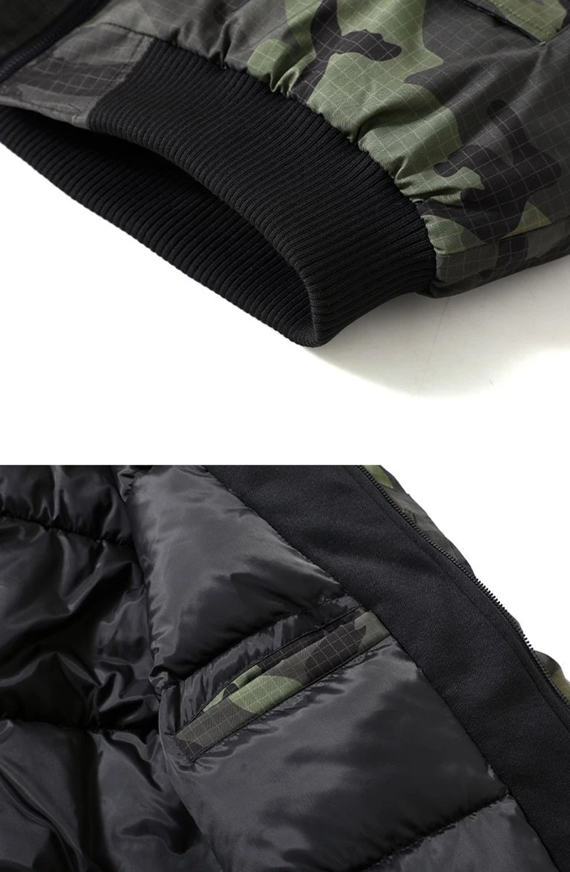 Autumn Winter Men's Retro False Two-Piece Camouflage Jacket - Plus Size Thickened Warm Casual Cotton Coat