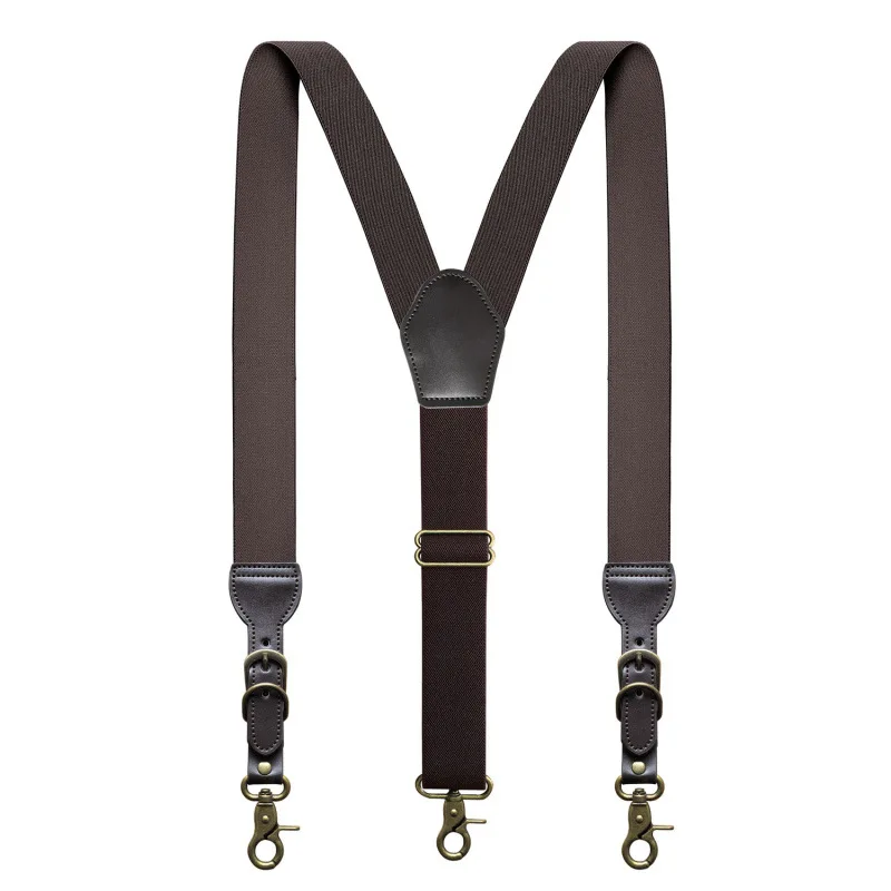 5 Pcs Heavy Duty Suspenders Men 3.5cm Y-Back 3 Strong Metal Clips Hook Adjustable ElasticTrouser Braces Suspensores Hombre