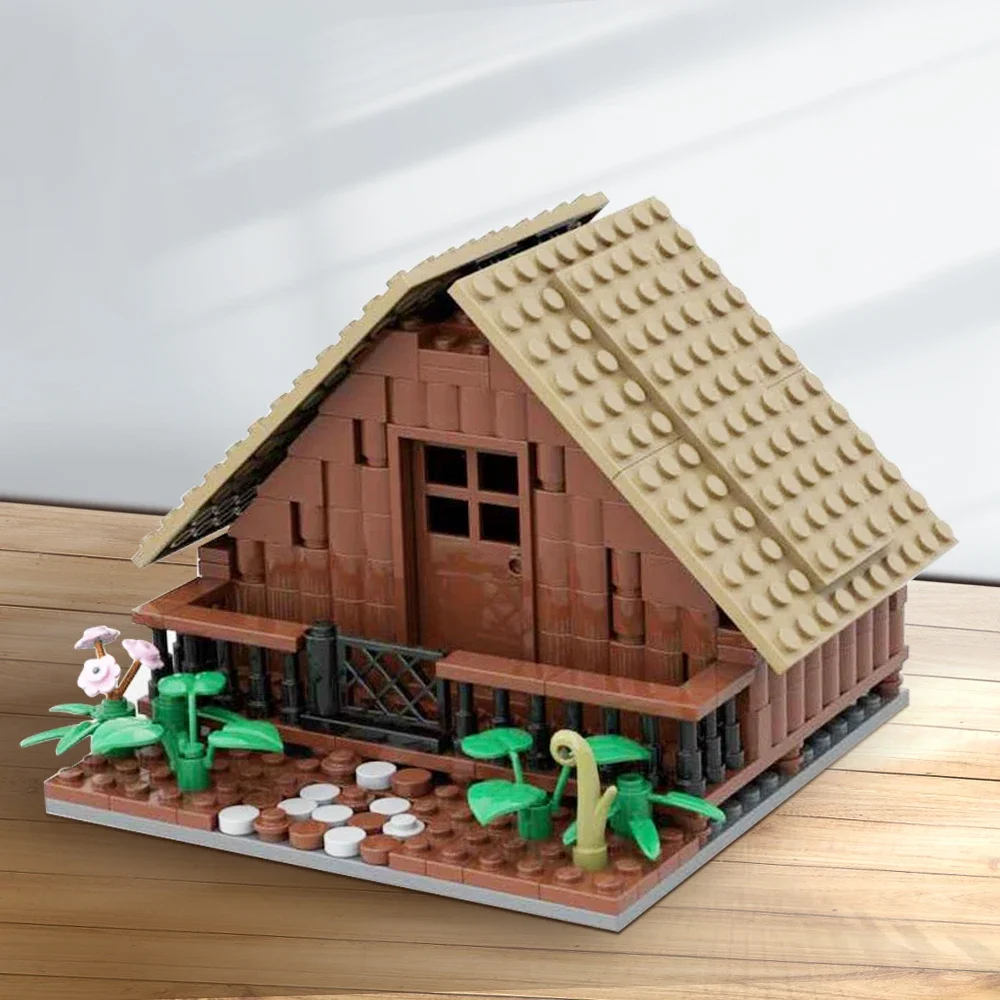 

Gobricks MOC Forest House Wooden House Architecture Building Block set Winter Street View Brick Toys Without Interior kids Gift