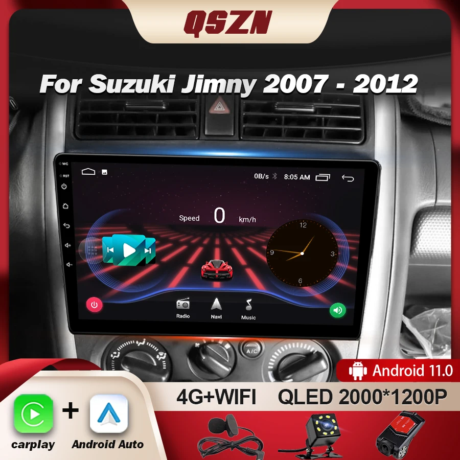 

QSZN для Suzuki Jimny 2007-2012 автомобильный радиоприемник, мультимедийная навигация, GPS стерео, ИИ-голос, беспроводной CarPlay, Android 13 QLED экран