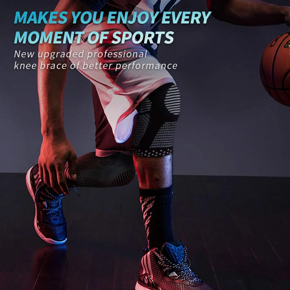 1PCS Sport Kompression Knie Unterstützung Klammer Patella Protector Gestrickte Silikon Frühling Bein Pad Radfahren Laufen Basketball Fußball – Detail 9