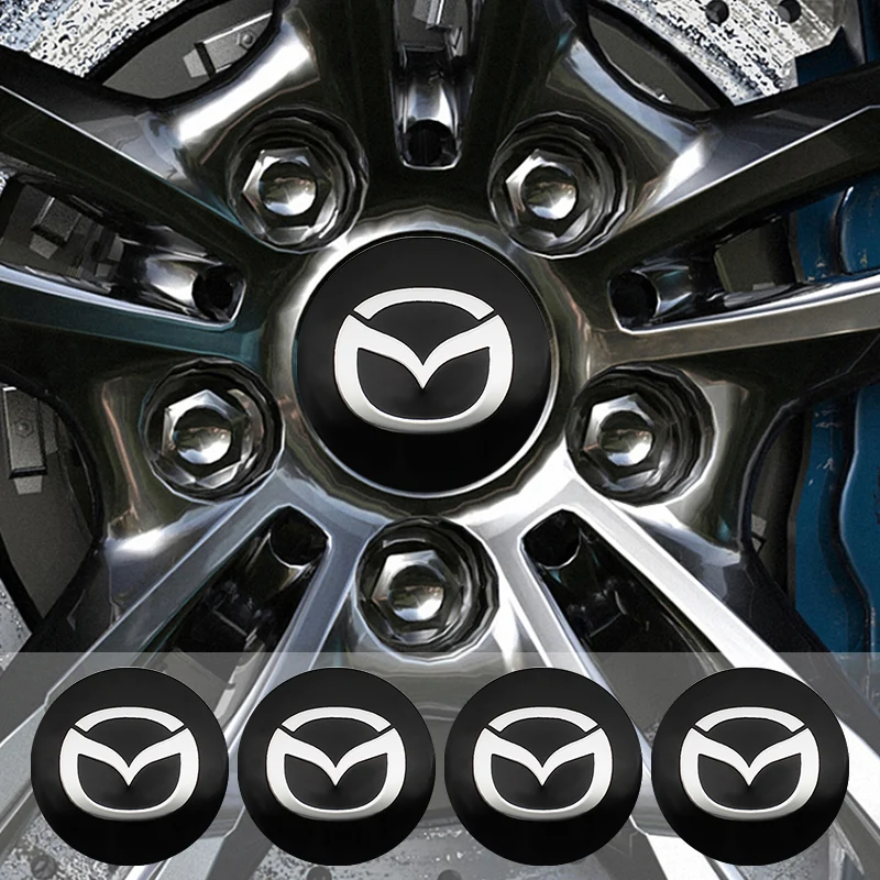 

56 + 60 мм алюминиевый логотип автомобиля, центральная крышка колеса, наклейка, крышка ступицы, эмблема для Mazda 3 6 2 CX5 CX7 Axela CX30 Atenza MX5 Demio