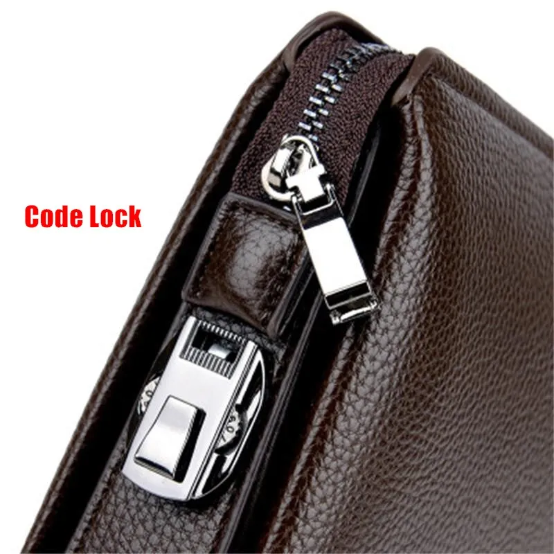 wallets for men password lock long PU Wallet Long Male Handbag Clutch Purse Business Moneybag Anti-theft Black Brown Large