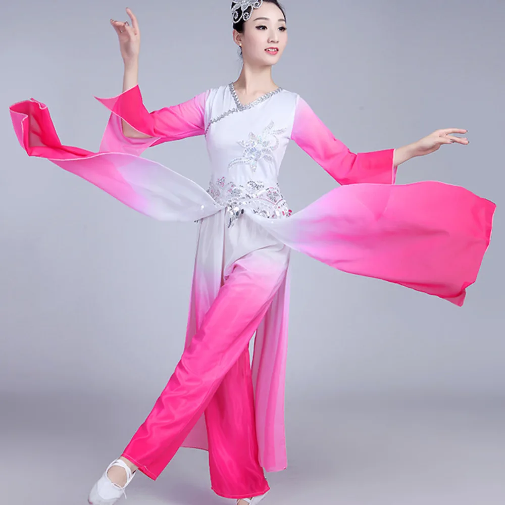 Traditional Classical dancewear chinese folk dance costume for women Water Sleeve dress Yangko Clothing Ancient pant skirt hanfu