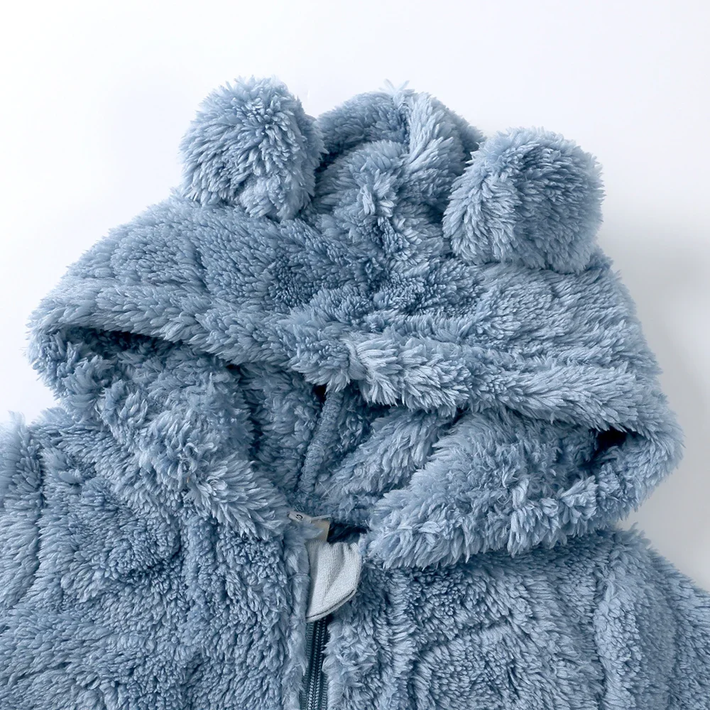 Baby Hooded Flannel Romper 4