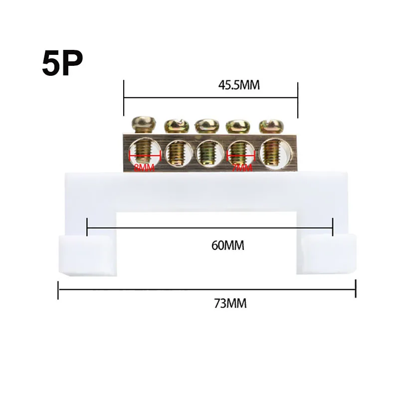 Zero line terminals High Bridge Type Copper Row Grounding Large Current 5/7/10pin Distribution Cabinet Screws Neutral Terminal
