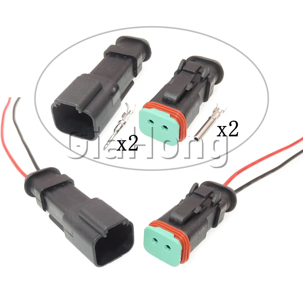 1 Set 2 Way DT04-2P-E008 AC Assembly Auto Wire Connector DT04-2S-E008 Car Wire Plug Car Fuel Spray Nozzle/Pump Waterproof Socket