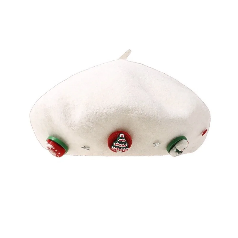 

Artist Hat Woolen Christmas Beret Star Christmas Tree Octagonal Hat Korean Style Warm Painter Hat Travel