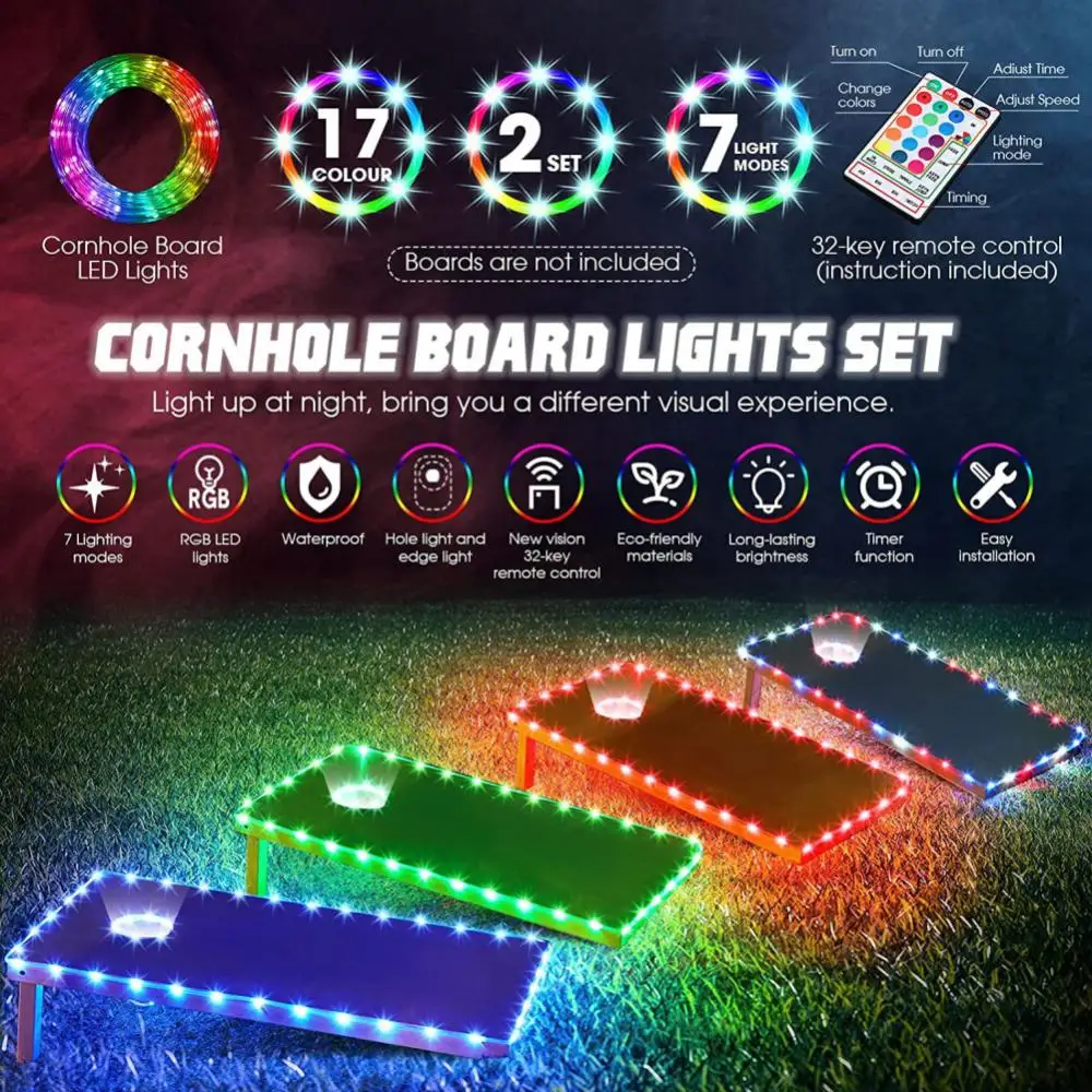 Variable Lighting Mode Led Light Rgb Color Changing 16 Color Rgb Edge Durable Remote Control Strip Light For Cornhole Board