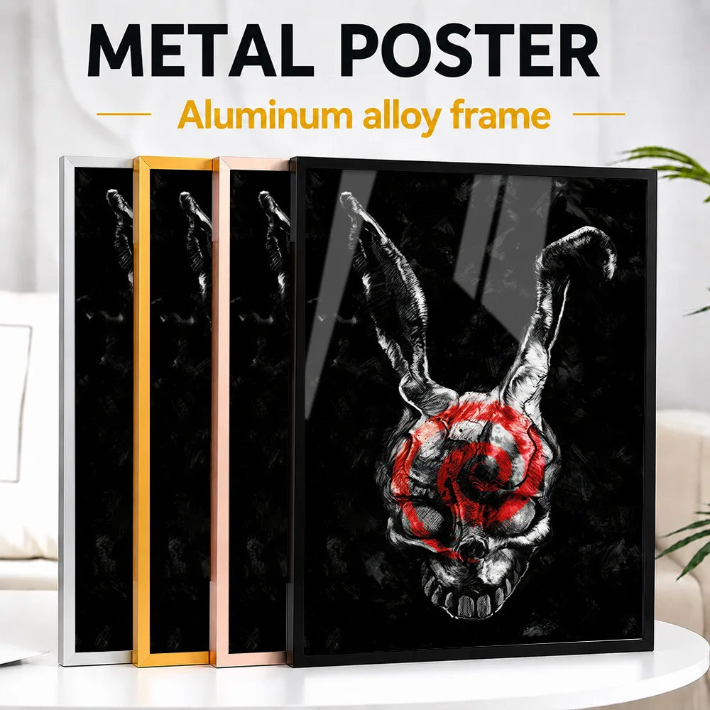 Darko Frank The Rabbit Framed Aluminum Metal Poster Personalized Painting Style Wall Art For Bedroom And Film Screening Room