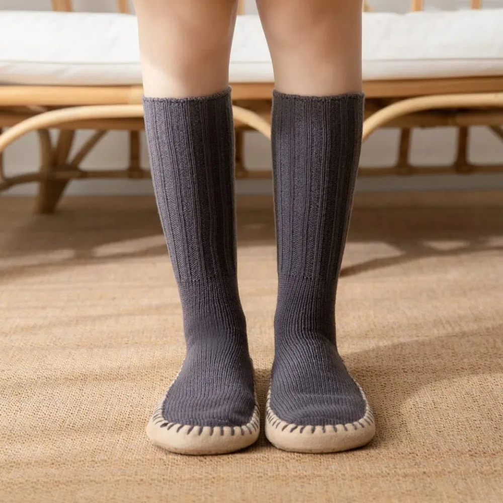 Nieuwe antislip warme kuitsokken dikke bodem effen kleur damesdanssokken warm houden gebreide sokken