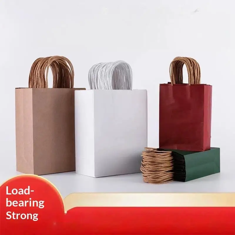 50Pcs Kraft Paper Gift Bags With Twisted Handle Thick Reusable Shopping Tote Bags For Retail Takeout Bakery Party Gift Packagin