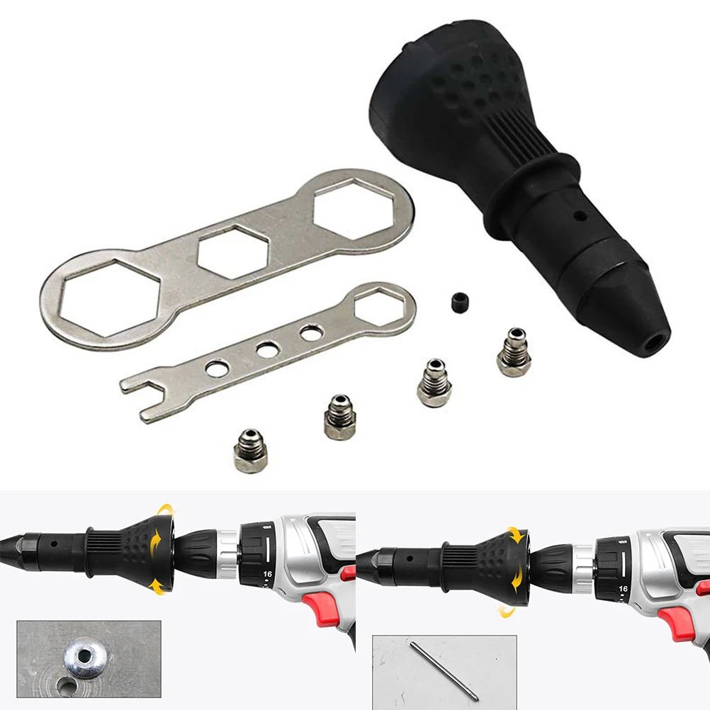 

Drill Rivet Adaptor for Cordless Drill Electric Rivet Nut Cordless Riveting Drill Adaptor Insert Nut Tool (Black)