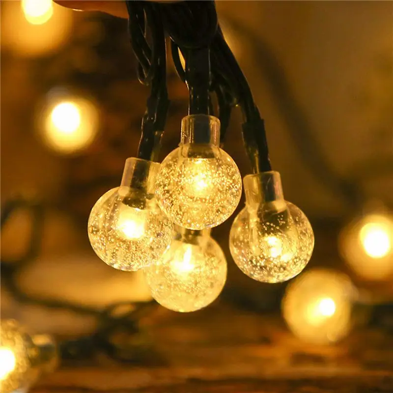 KYCOR-3X 8 Modes Solar Light Bulbs Crystal Ball 5M LED String Lights Fairy Lights Garlands For Christmas Party Outdoor