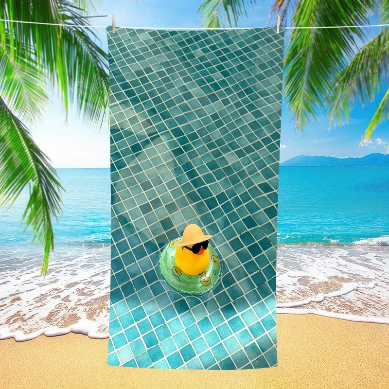 Pool Tile Beach Towel Rubber Duck Float Summer Cute Microfiber Quick Dry Oversized Kawaii Vacation Travel Bath Towel Kids Gift