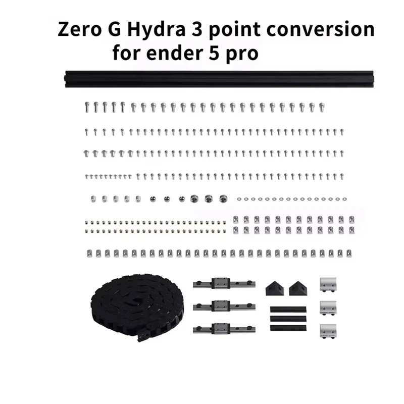 Kit de hardware de conversão de 3 pontos Zero G Hydra Pro para Ender 5 Pro com correntes e trilho de alta qualidade, peças de impressora 3D