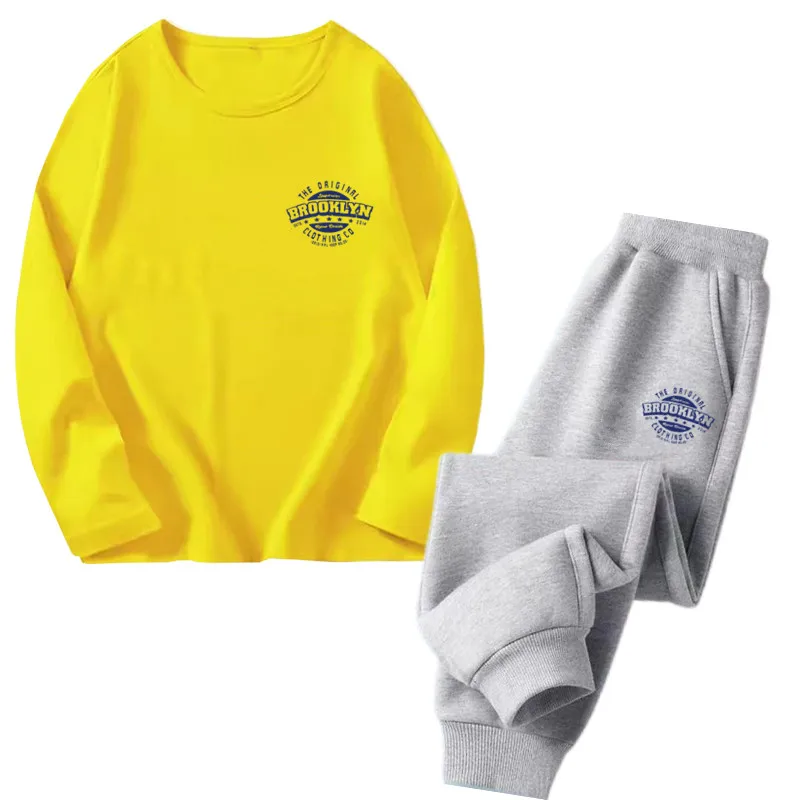 

Autumn New Kids Costume Boys Cartoon Outfits 3-14Age Children Long Sleeve Tracksuits Fashion Brooklyn T-shirt+Pants 2pcs Set