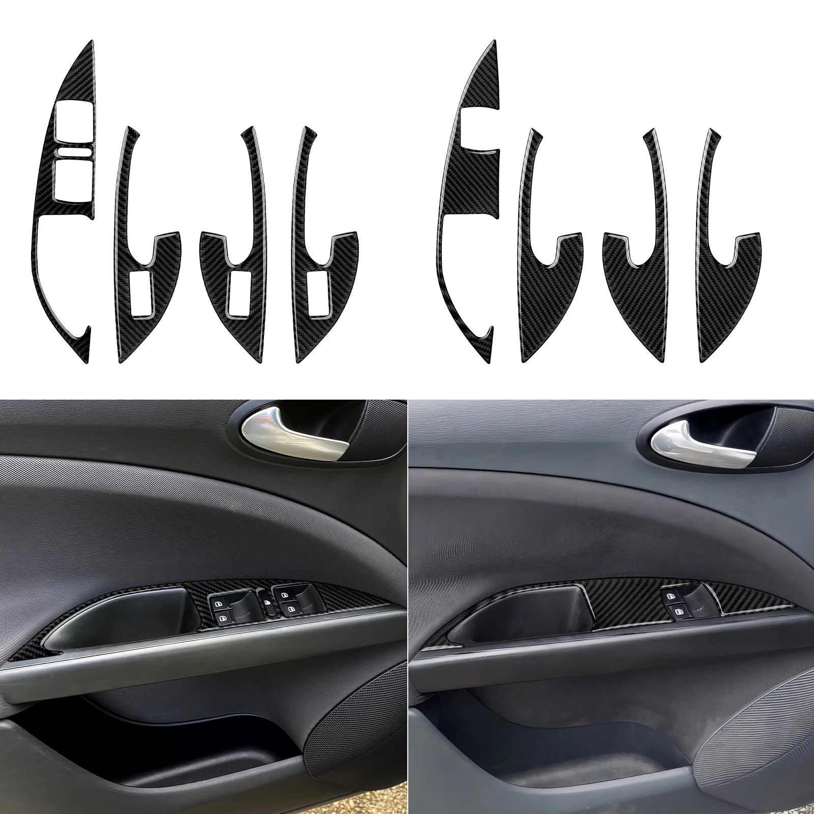 

Для Seat Altea Toledo (2004-2015) аксессуары для отделки, внутренняя наклейка из углеродного волокна, декоративная полоса панели переключателя подъема окна автомобиля