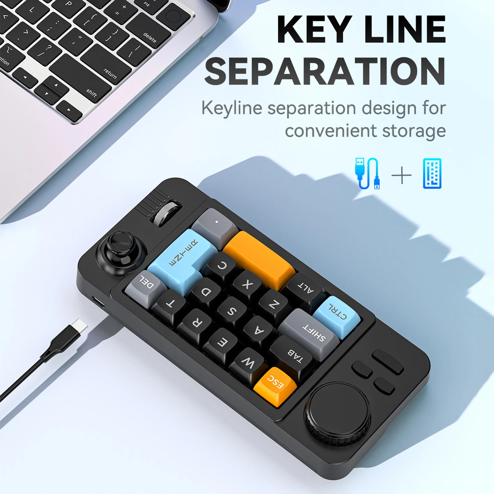 

19 Key Ergonomics Customized Keyboard Type-C Charging Hot-Swappable Macro Keypad with Volume Scroll Wheel PC Gamer Accessories