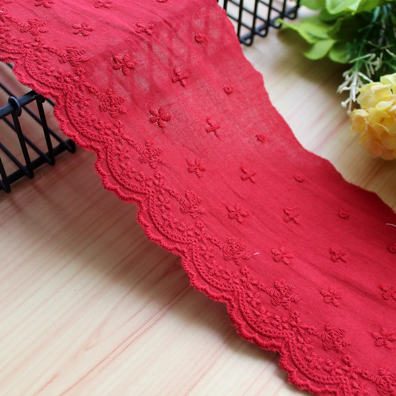 3Yards Colors Cotton Embroidery Lace Trim Accessories Dentelle 9.8cm Wide DIY Handmade Skirt Bedding Curtains Lace Fabric Sewing