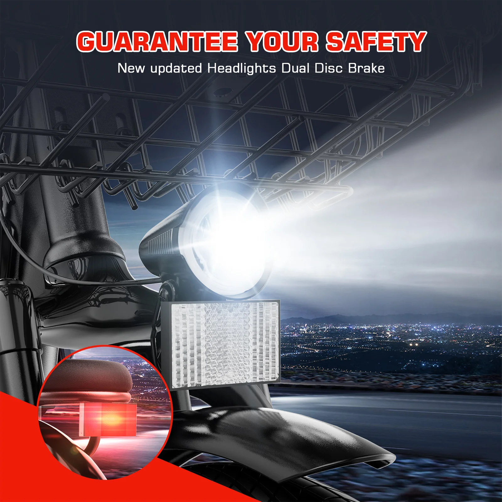 سكوتر كهربائي ذروة 500 وات/800 وات مع مقعد، دراجة كهربائية بإطارات سميكة مقاس 20 بوصة مع بطارية قابلة للإزالة 48 فولت، حتى 30 ميلًا و20 ميجا في الساعة، للبالغين