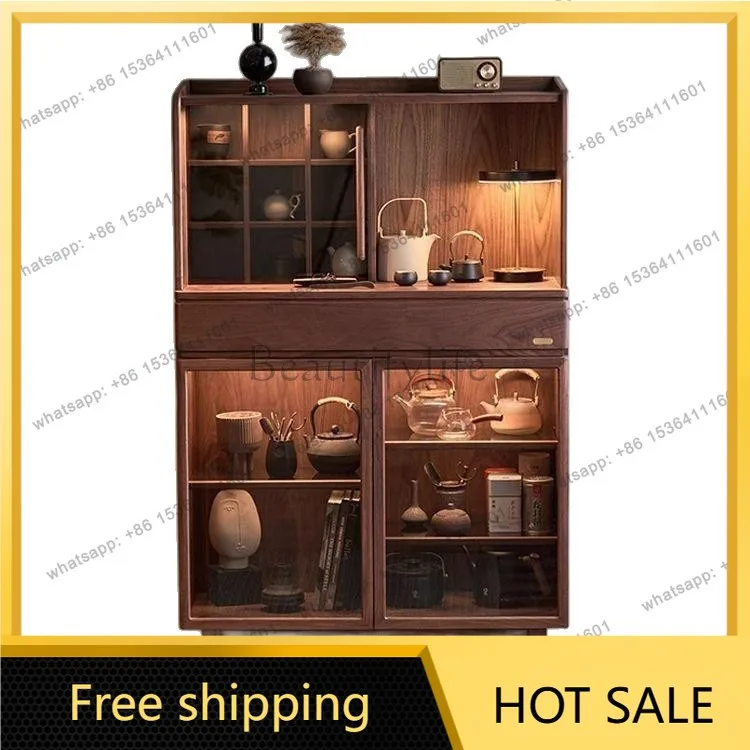 FG Vintage-style solid wood sideboard cabinet for living room storage