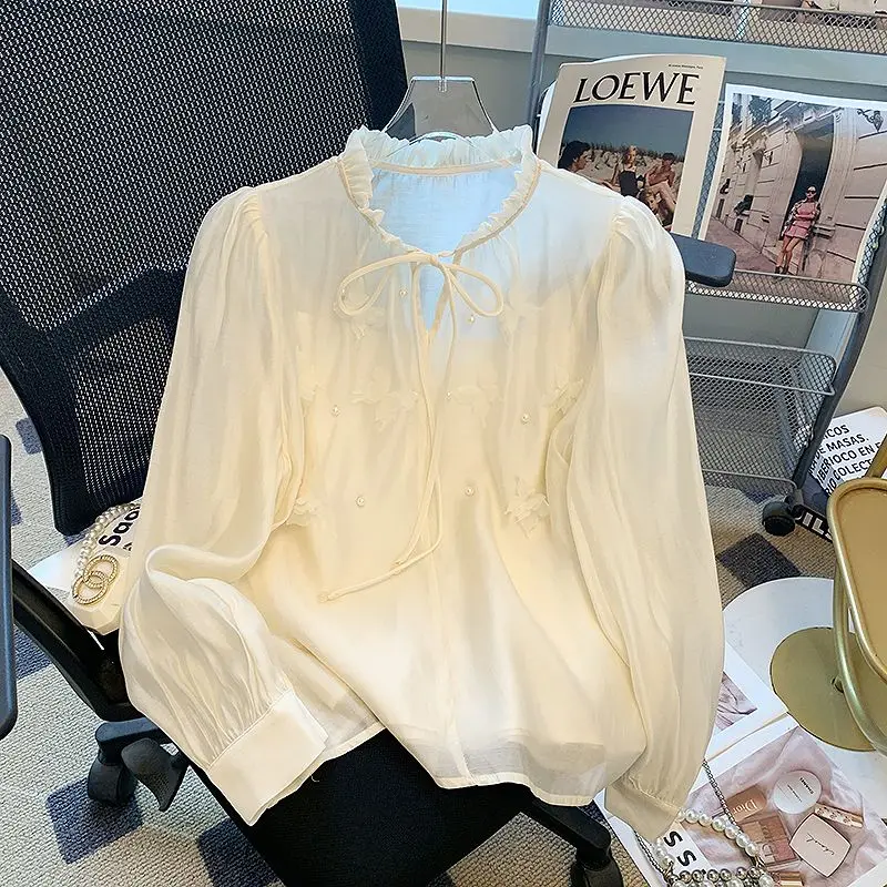 New Butterfly Shirt Lace Collar Small Top Commuting Shirt