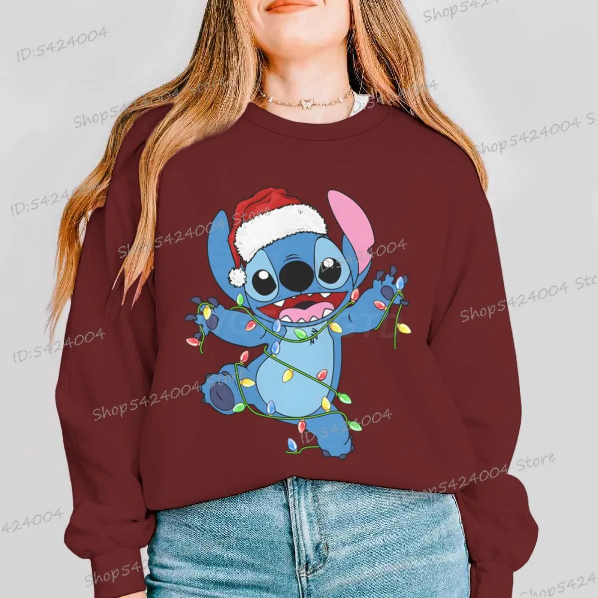 عيد الميلاد غرزة Crewneck البلوز الكرتون غرزة طويلة الأكمام Womem الرجال البلوز الخريف الشتاء بلوزات فضفاضة الصوف عادية