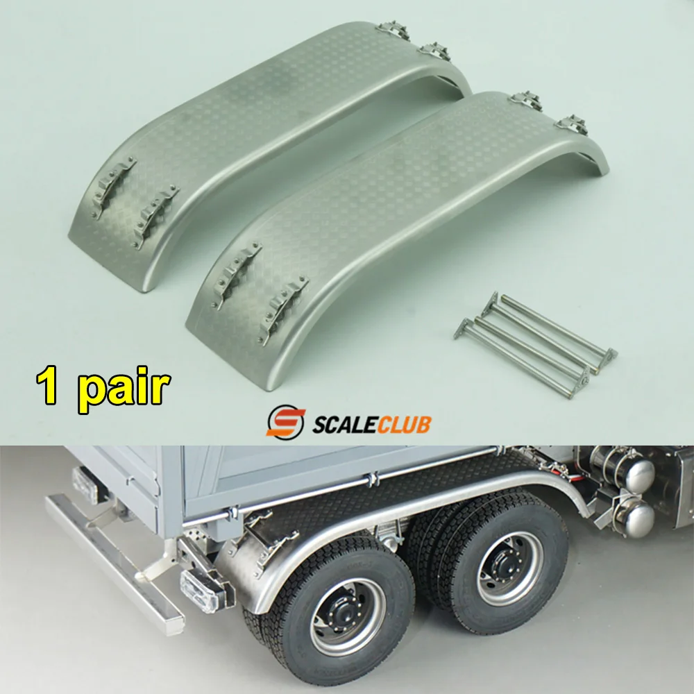 SCALECLUB Stainless Steel Rear Wheel Fender DNB-LZ-1 for RC 1/14 Double Axle Dump Truck Model Metal Upgrade Modification Part