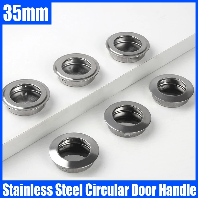 

1PC 35mm Stainless Steel Circular Door Handle Embedded Cabinet Handle Sliding Wardrobe Door Handle Drawer Knobs Furniture Handle