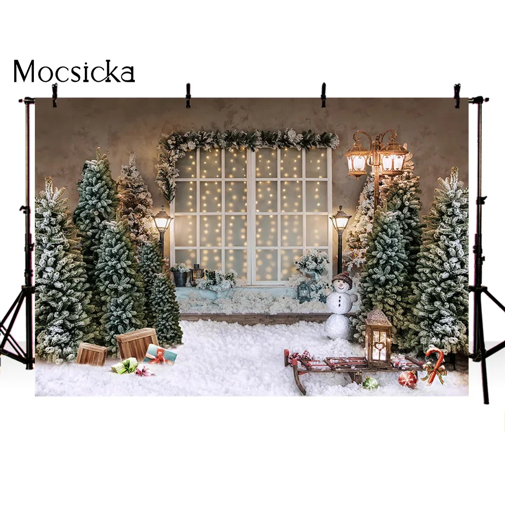 Merry Christmas Tree Background Winter Snow Baby Photo Backdrop For Photography New Year Party Decor Props Children Girls Studio