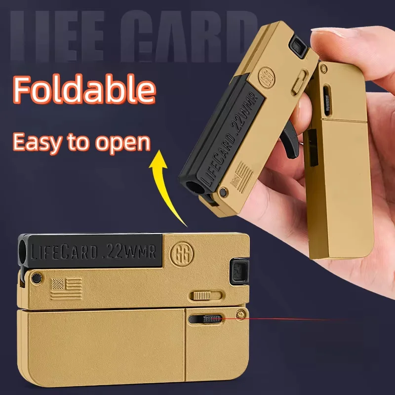 Life Card Folding Toy Pistol Handgun Toy Card Gun With Soft Bullets Alloy Military Shooting Model Adult Kid Soft Bullet Gun Gift