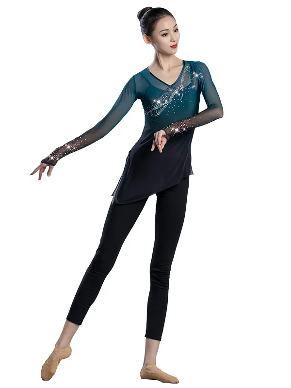 Classical Dance Rhyme Yarn Clothing Art Exam Dance Dress Chinese Dance Basic Training Dress Gradual Change Long Sleeve Drill