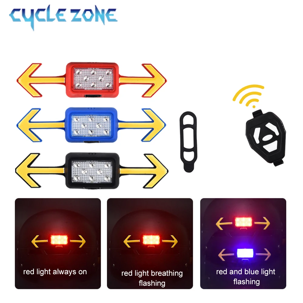 

Bike Helmet Light with Turn Signals USB Charging Bicycle Wireless Remote Control Warning Lamp MTB Road Bike Warning Tail Light