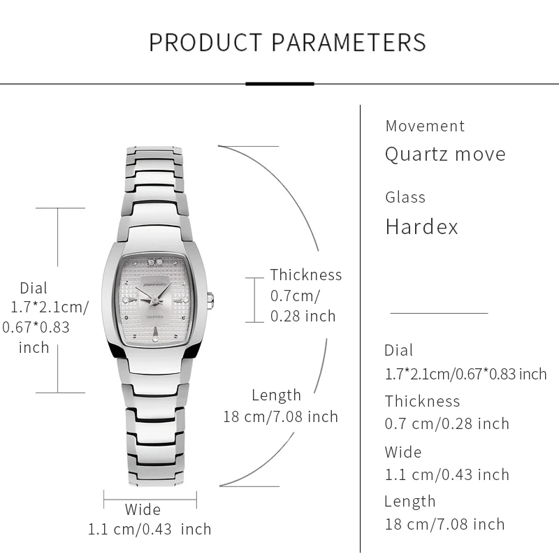 ساعة مستطيلة للنساء سوار من الفولاذ التنغستن كوارتز عصرية وسلسلة بسيطة ساعة يد نسائية مدمجة ورائعة