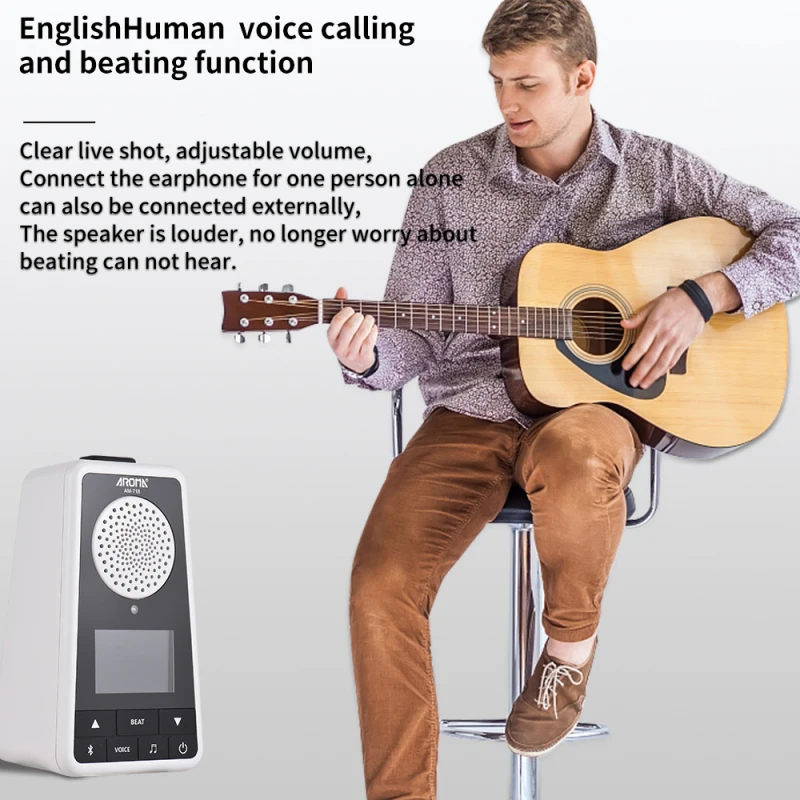 Portable Wireless Speaker 2-in-1Metronome BT Rechargeable Vocal Counts 1300mAh Digital Metronome for Guitar Piano Drum Violin