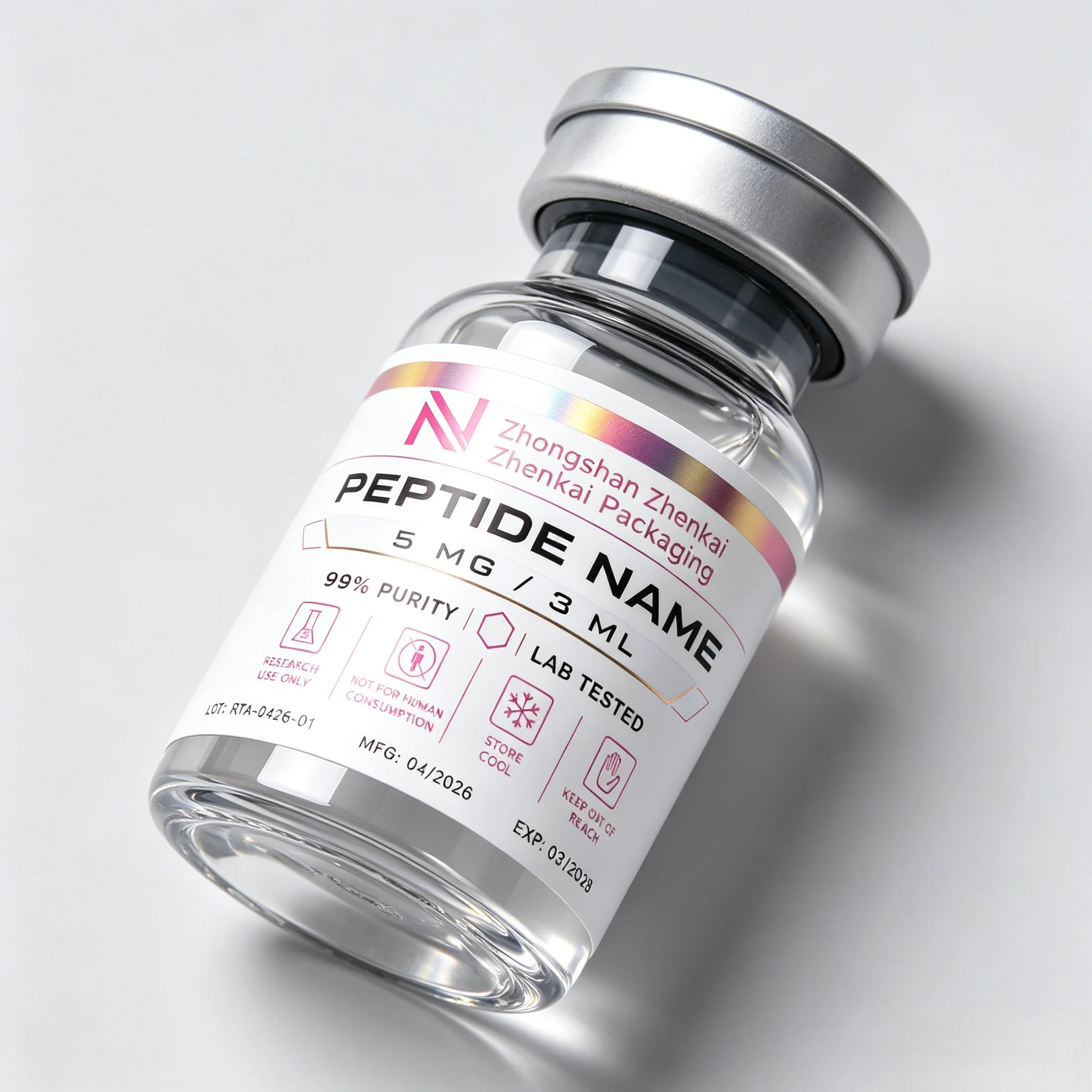 Holographic Custom Peptide Vial Stickers High End Custom Peptide Boxes Fit 3ml 5ml 10ml Bottles Beauty Salon Fitness Lab Packagi