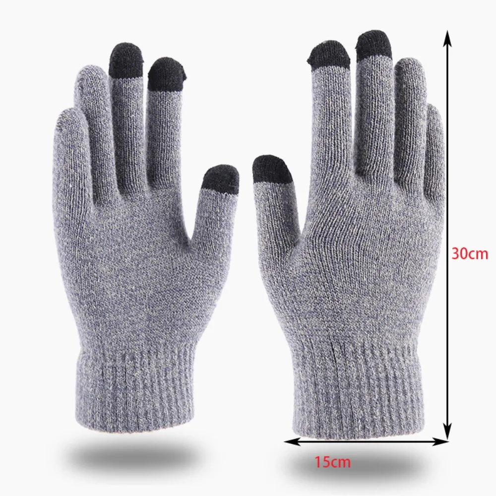 قفازات تعمل باللمس لممارسة الرياضة في الهواء الطلق ، قفازات محبوكة دافئة بإصبع كامل ، القيادة ، الشتاء ،