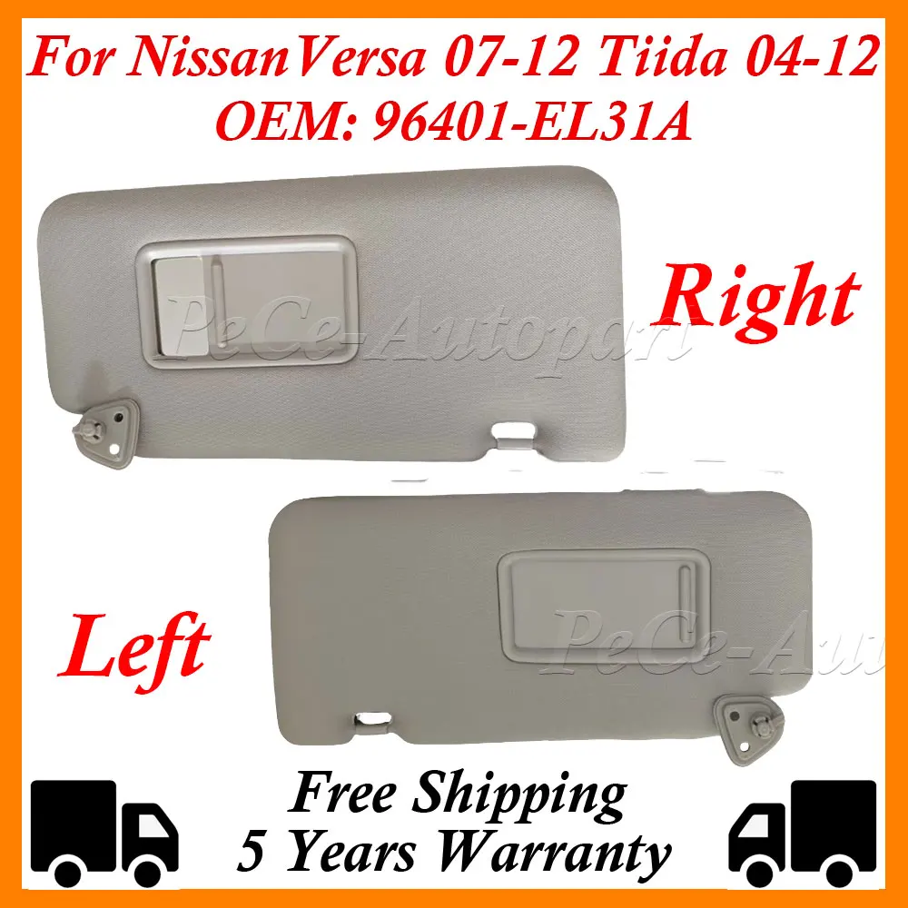 

96400-EM31A Car Sun Visor For Nissan Versa 2007-2012 For Tiida 2004-2012 Left Driver Right Passenger Front Sunshade Panel