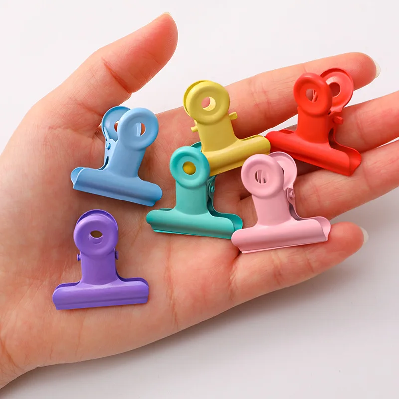 1PCS Candy Color Paper Clip Metal Paper Clamp Document Organizer Clip Multifunction Binder Clip School Office Stationery