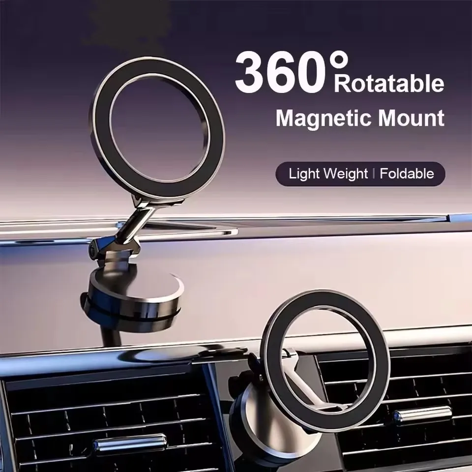 Support de téléphone portable magnétique pliable pour voiture compatible MagSafe 360 °   Support magnétique réglable pour voiture pour iPhone 17 Huawei Xiaomi