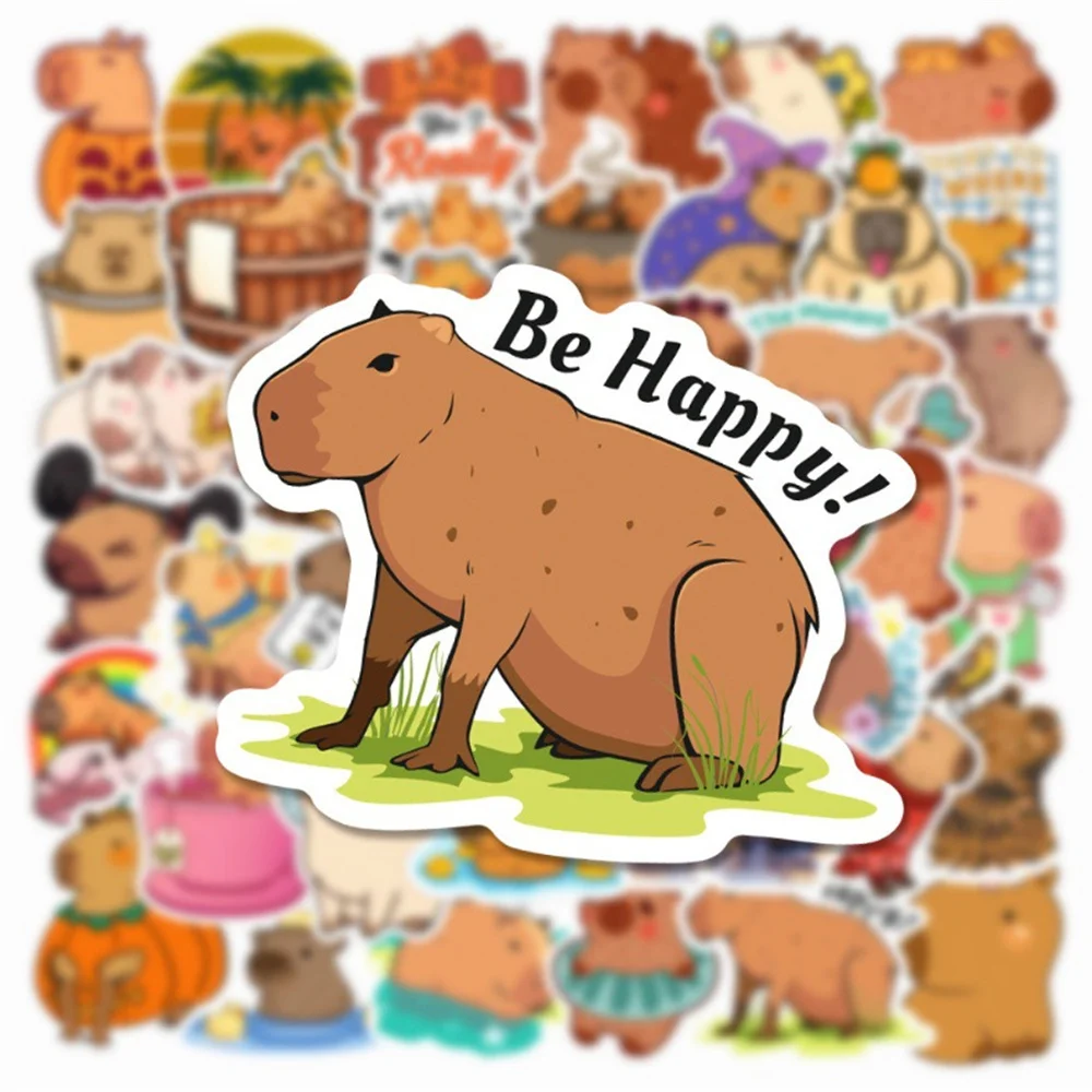 Capivara Animal Cartoon Adesivos, Animação Criativa, iPad Desk, Bagagem, Decoração de cadeira, Impermeável, Atacado, Novo INS, 10 Pcs, 30 Pcs, 50Pcs