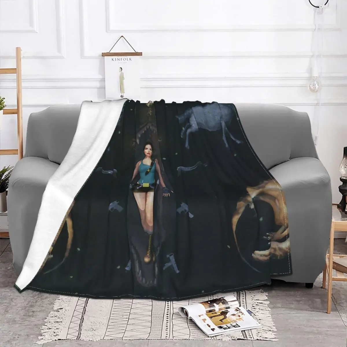 Lara Croft Tribute Blanket Tomb Raider Jonah Maiava Game Flannel Summer Cute Thin Throw Blankets For Sofa Rug Piece