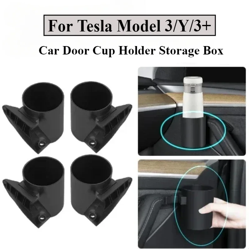 Door Cup Holder Storage Box for Tesla Model 3 Model Y Model 3 Highland 2024 Door Bracket Drink Holder Cup Organiser Accessories