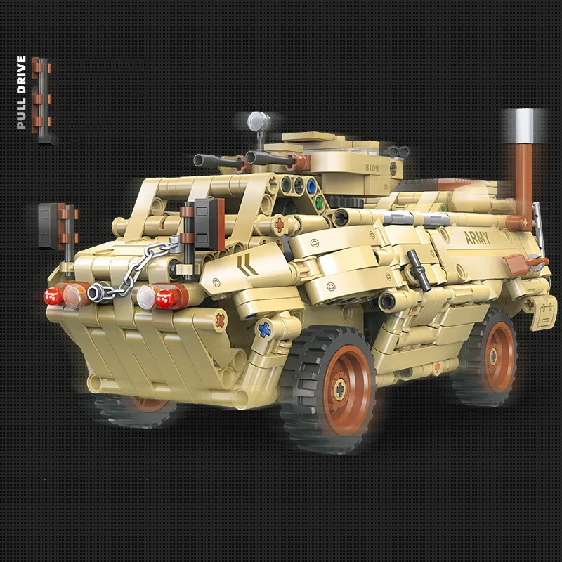 Modern Military M1117 Guardian Armored Security Vehicle Batisbricks Building Block Army ASV-150 Model Brick Pull Back Car Toy