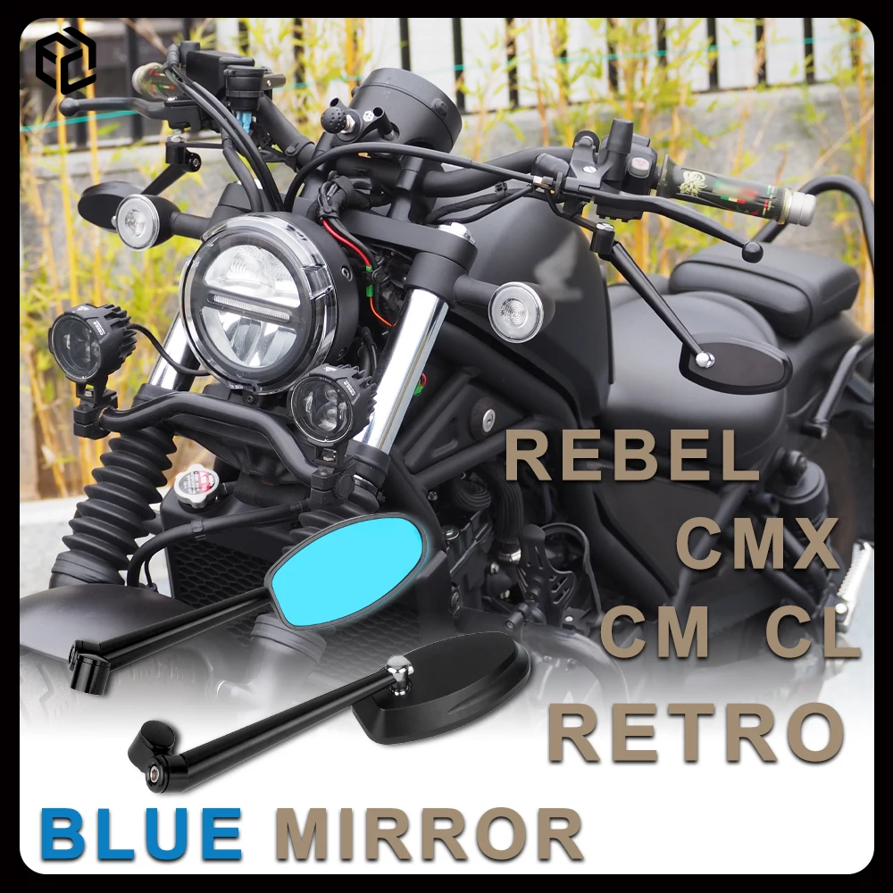 For HONDA Rebel 250 500 300 1100 Motorcycle Rearview Mirror Anti-glare Effect Retro Style Side Mirrors Aluminum Alloy CNC Proces
