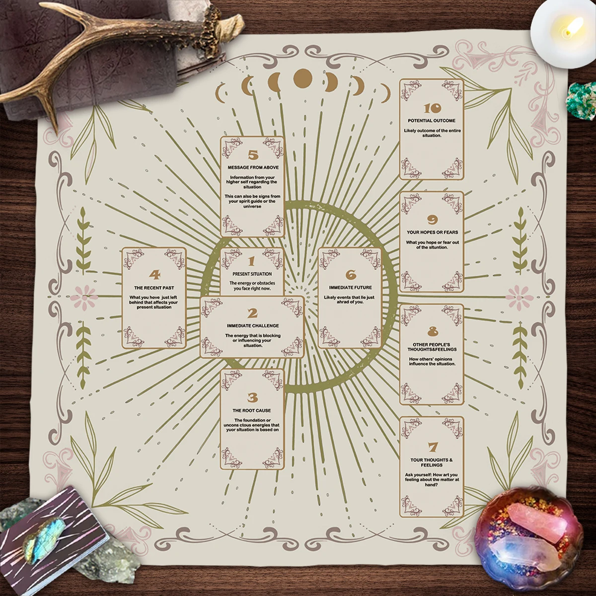Keltisches Kreuz Altartuch Tarot Karte Tischdecke Hexe Mond Wahrsagerei Tischdecke für Tarot Matte Witchy Geschenke Dekor Kartenblock – Detail 12